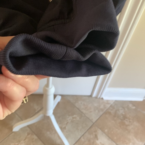 Express bomber jacket navy with gold zipper and lace-up  detail on shoulders - Picture 5 of 8